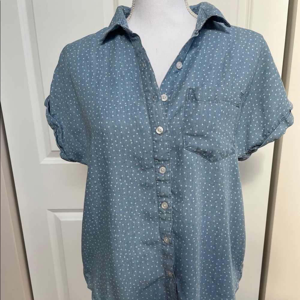 Soft denim blouse.